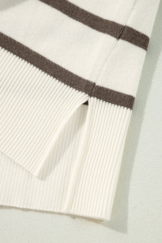 Striped Cream Short Sleeve Sweater