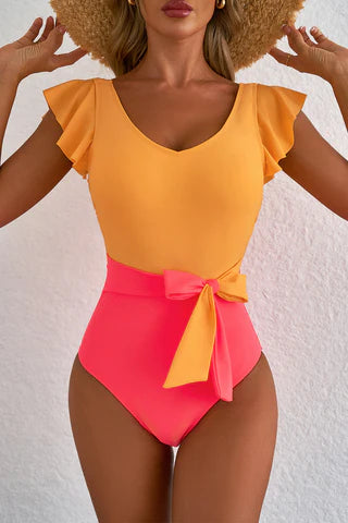 Ruffle Sleeve Swimsuit