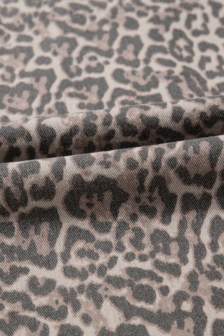 Frayed Bottom Cropped Jeans - Leopard