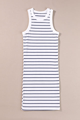 Striped Bodycon Dress - White