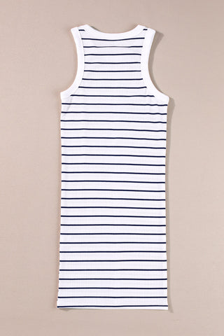 Striped Bodycon Dress - White