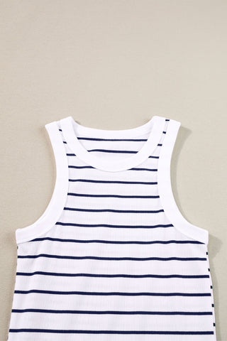 Striped Bodycon Dress - White