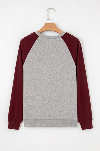 Baseball Tee - Gray and Burgundy