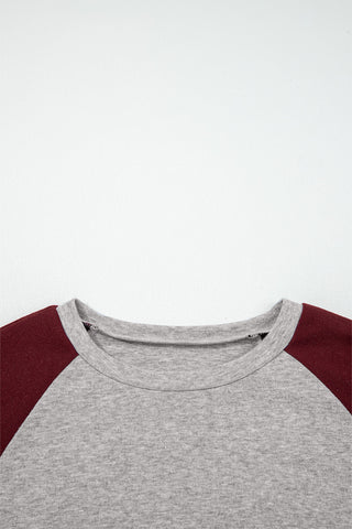 Baseball Tee - Gray and Burgundy