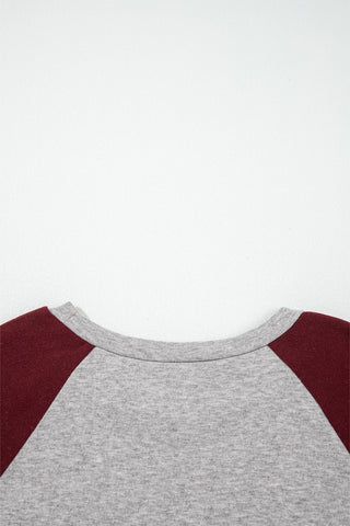 Baseball Tee - Gray and Burgundy