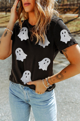 Glitter Ghost Tee - Black