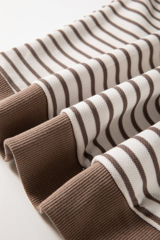 Candy Striped Flutter Sleeve Top - Mocha