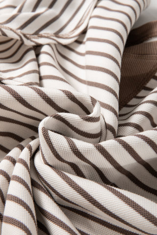 Candy Striped Flutter Sleeve Top - Mocha