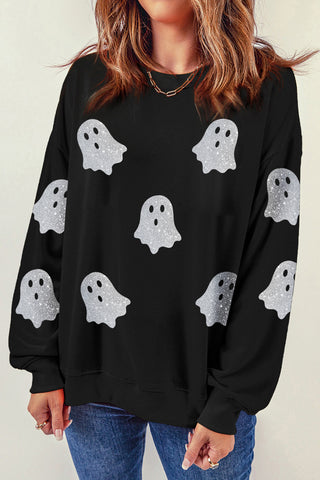 Glitter Ghost Sweatshirt - Black