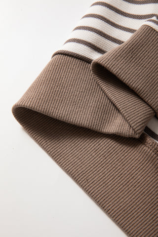 Candy Striped Flutter Sleeve Top - Mocha