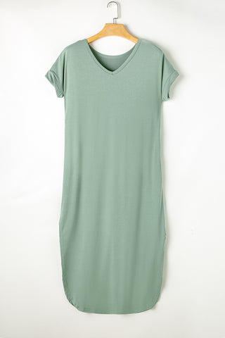 Long Solid Maxi Dress with Pockets - Sage