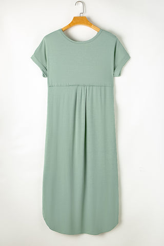 Long Solid Maxi Dress with Pockets - Sage