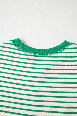 Candy Striped Flutter Sleeve Top - Green
