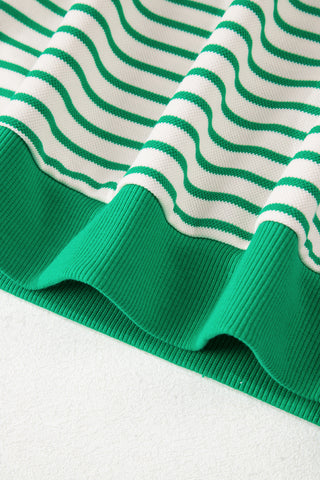 Candy Striped Flutter Sleeve Top - Green