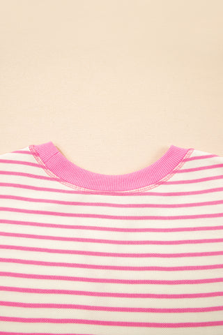 Candy Striped Flutter Sleeve Top - Pink