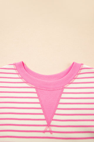 Candy Striped Flutter Sleeve Top - Pink