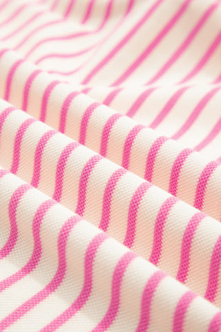 Candy Striped Flutter Sleeve Top - Pink