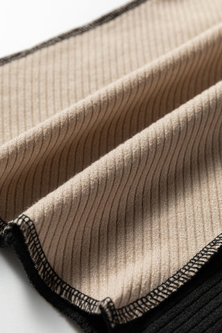 Color Block Thermal Top - Black and Tan