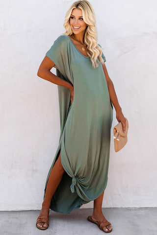 Long Solid Maxi Dress with Pockets - Sage