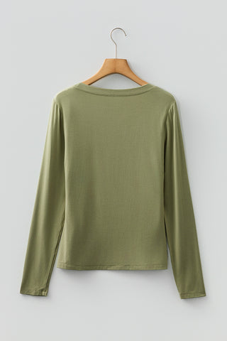 Boat Neck Basic Top - Green