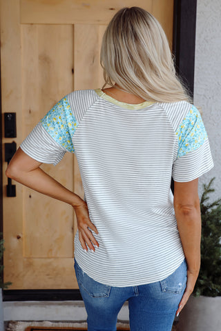 A Touch of Floral Striped Top