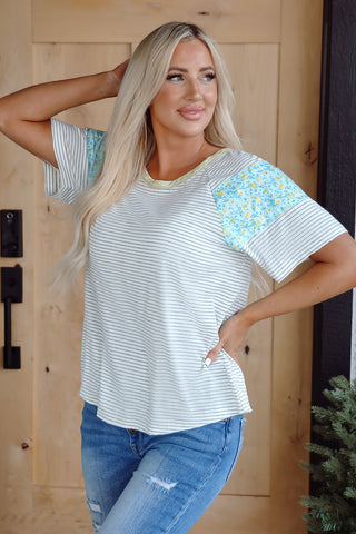 A Touch of Floral Striped Top