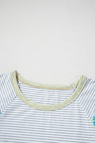 A Touch of Floral Striped Top