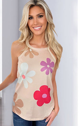 Daisy Sleeveless Top - Khaki