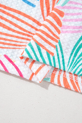 Bow Print Waffle Knit Top