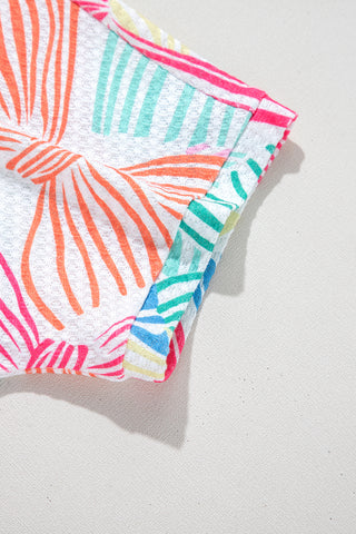 Bow Print Waffle Knit Top