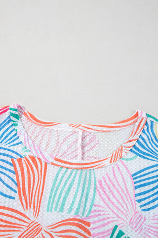 Bow Print Waffle Knit Top