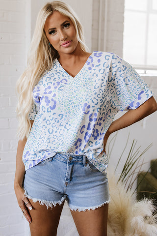 Shades of Blue Leopard Print Top