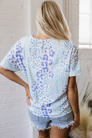 Shades of Blue Leopard Print Top