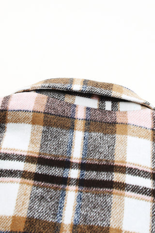 Long Plaid Jacket -  Pink
