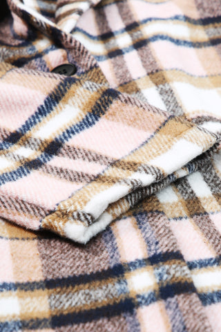 Long Plaid Jacket -  Pink