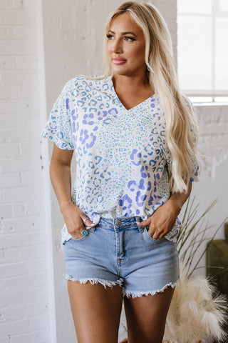 Shades of Blue Leopard Print Top