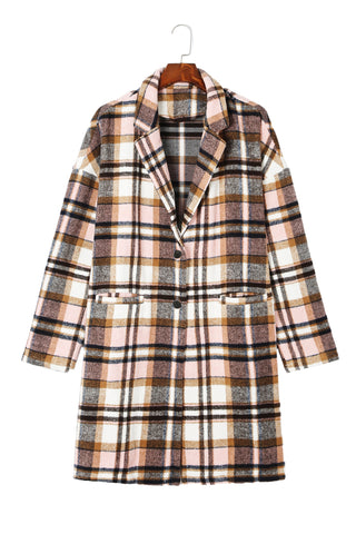 Long Plaid Jacket -  Pink