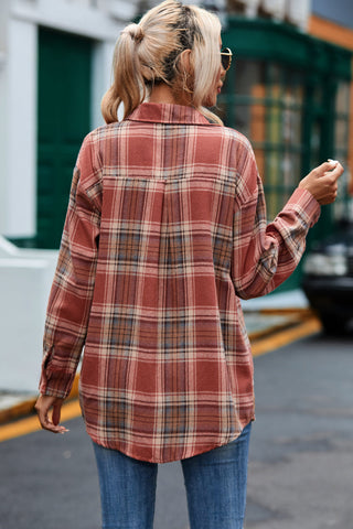 Plaid Button Up Shirt - Orange