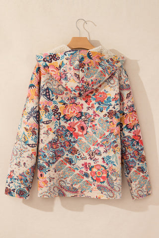 Vintage Floral and Paisley Print Sherpa Jacket