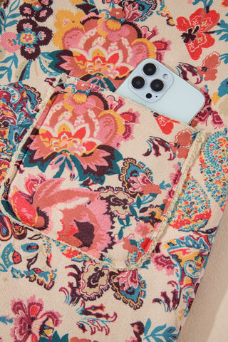 Vintage Floral and Paisley Print Sherpa Jacket