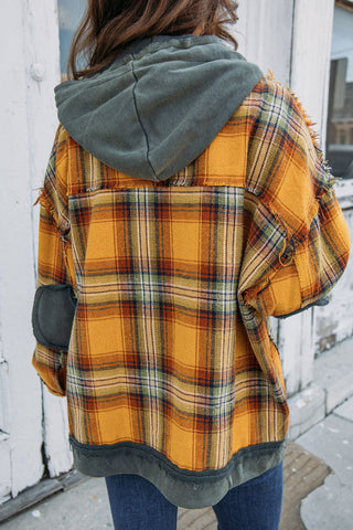 Frayed Flannel Jacket - Orange