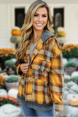 Frayed Flannel Jacket - Orange