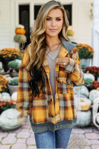 Frayed Flannel Jacket - Orange