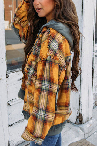 Frayed Flannel Jacket - Orange