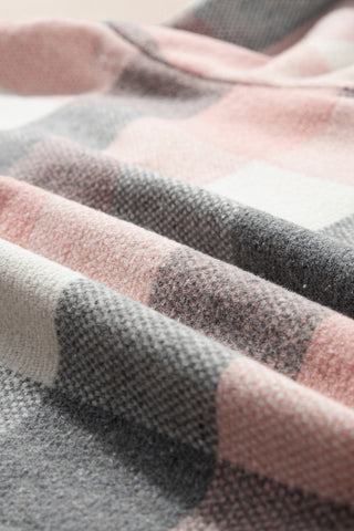 Thick Flannel Buffalo Plaid Shacket with Pockets - Pink and Gray