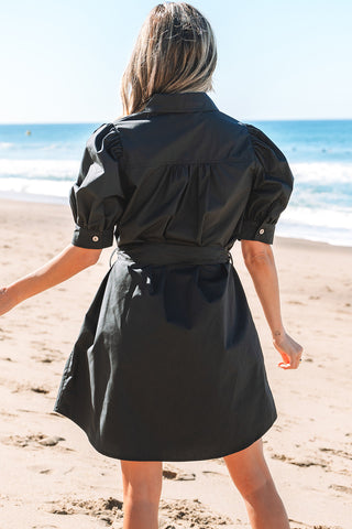 Classic Belted Dress - Black