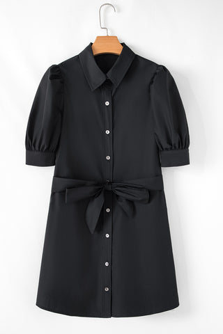 Classic Belted Dress - Black