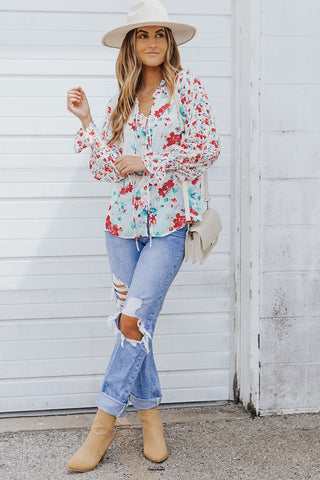 Floral Blouse - Red Floral