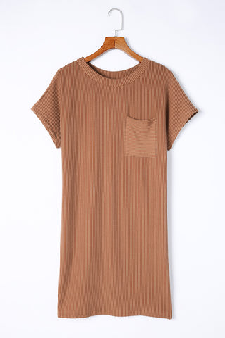 Textured Shift Dress - Mocha