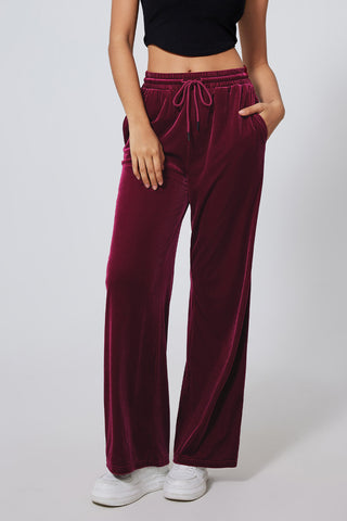 Velour Pants - Burgundy